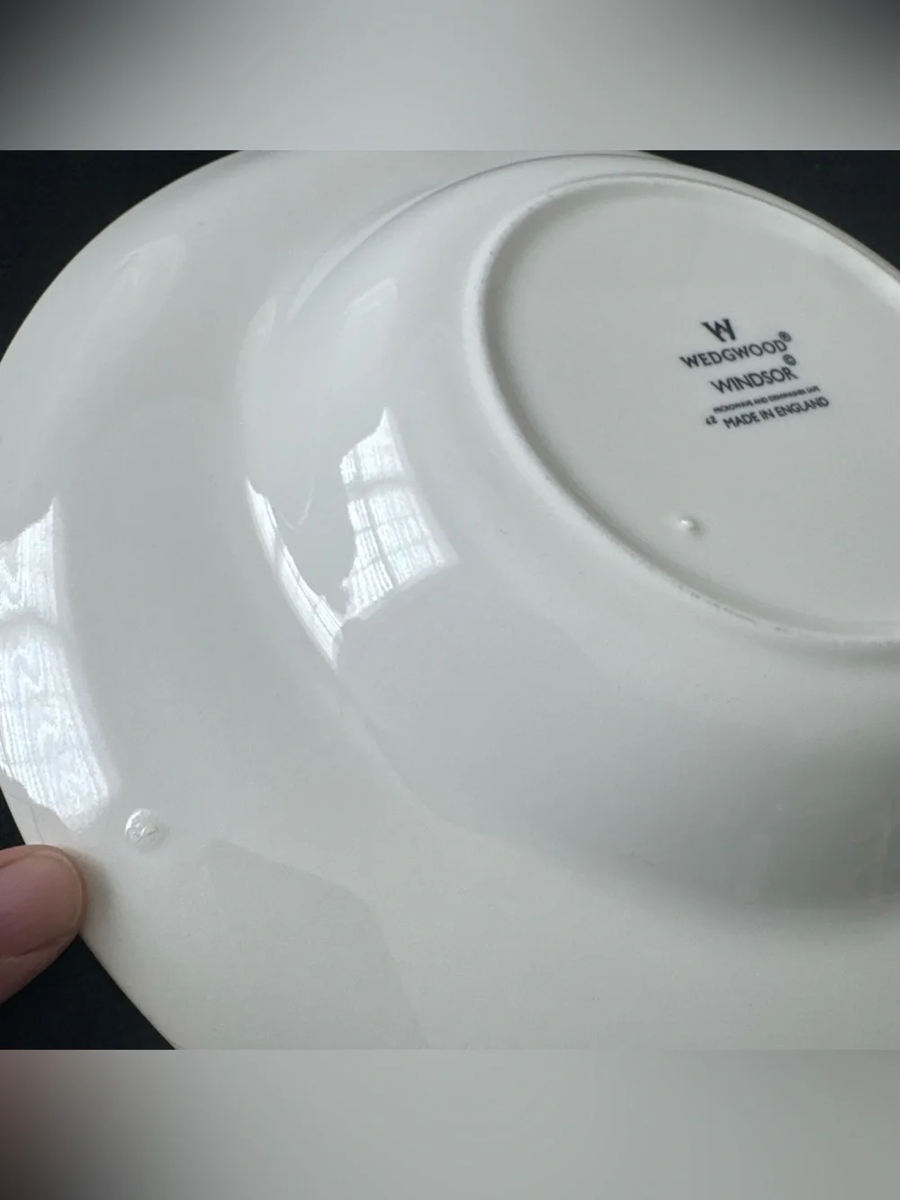 Set of 4 Wedgwood Windsor 9” Rimmed Soup Salad Pasta Bowls Ivory Ribs & Dots